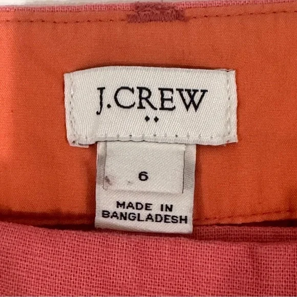 Jcrew Scalloped Hem Shorts Pink Linen Cotton - Picture 5 of 7